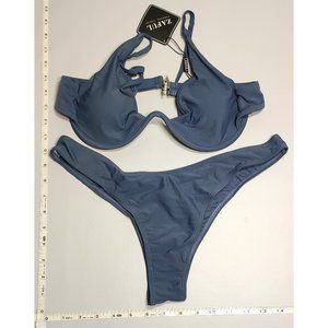 NWT ZAFUL Large Push Up Gray bikini set
